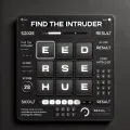 Dall e 2024 08 26 22 15 55 a sleek and modern web interface for a game called find the intruder set against a black background the interface should feature five word boxes ar